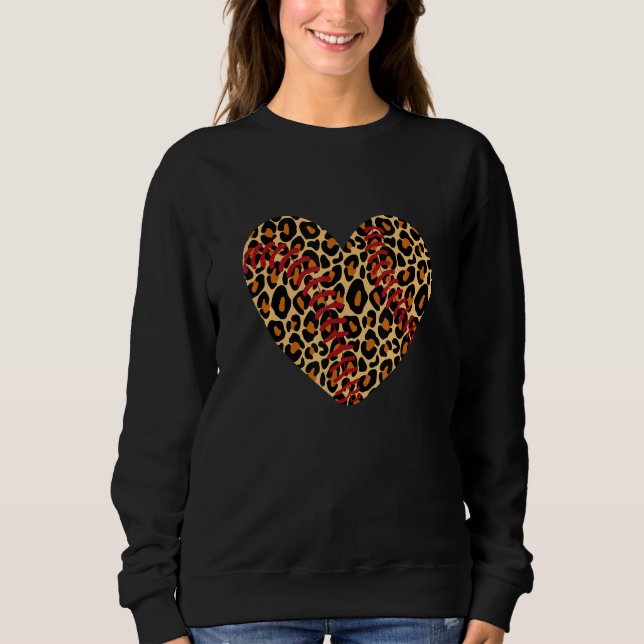 Baseball Leopard Heart Cute Mom Dad Men Women Sweatshirt (Vorderseite)