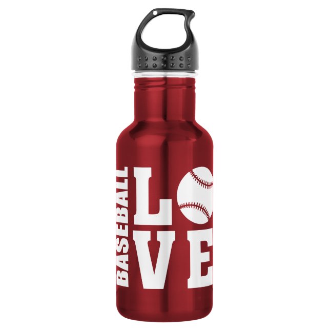 Baseball-Liebe Edelstahlflasche (Vorderseite)