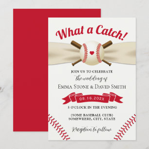 Baseball Liebe Elegante Sporthochzeit Rot Einladung