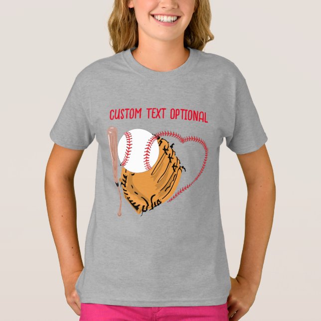 Baseball-Liebe, Handschuh und Fledermäuse T-Shirt (Vorderseite)
