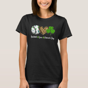 Baseball Liebe Leopard Heart Kleeblatt St Patricks T-Shirt