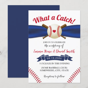 Baseball Liebe Navy Ribbon Sporthochzeit Einladung