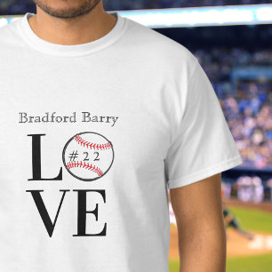 Baseball-LIEBE: Personalisierter Name und Nummer T-Shirt