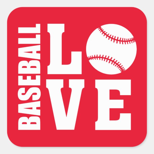 Baseball-Liebe Quadratischer Aufkleber (Vorderseite)