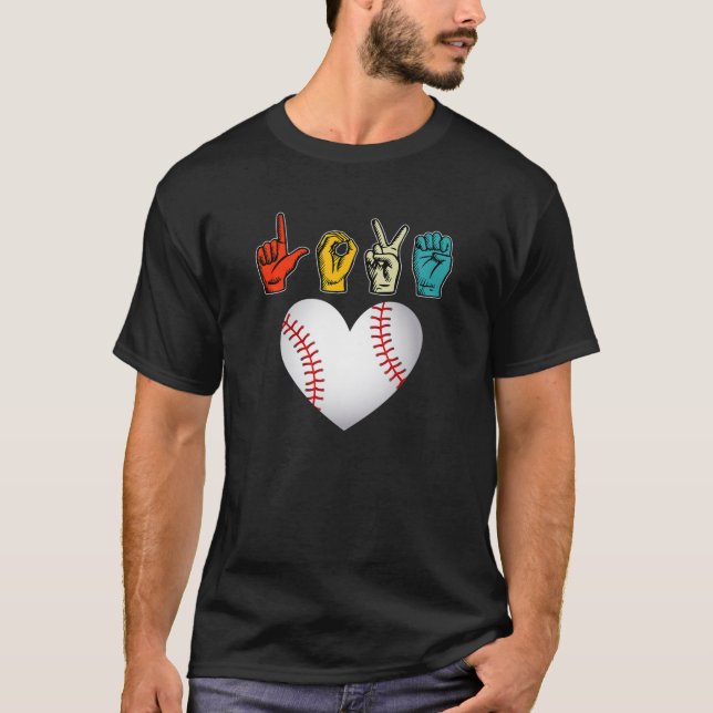 Baseball Liebe Signsprache Interpreter Geschenke A T-Shirt (Vorderseite)