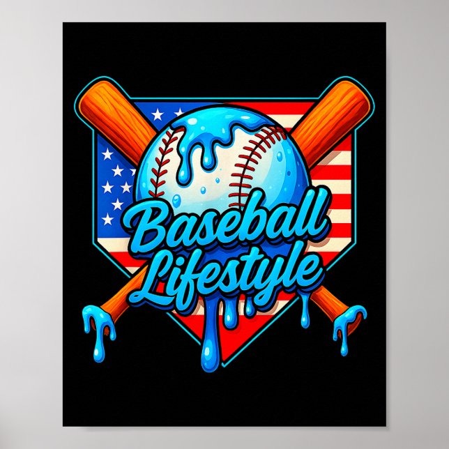 Baseball Lifestyle 101 Apparel Youth Baseball Drip Poster (Vorne)