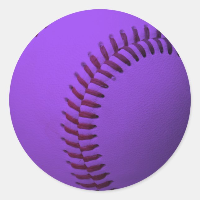 Baseball lila runder aufkleber (Vorderseite)