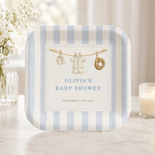 Baseball Little Rookie Streifen Baby Shower Party Pappteller