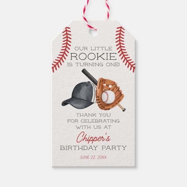 Baseball Little Rookie Zuhause Run Birthday Favor Geschenkanhänger (Vorderseite)