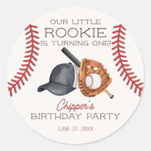 Baseball Little Rookie Zuhause Run Birthday Party Runder Aufkleber