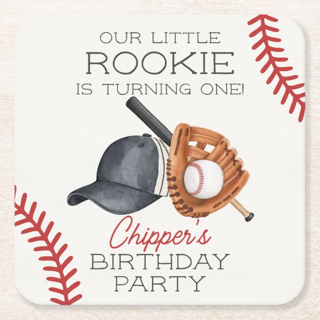 Baseball Little Rookie Zuhause Run Birthday Rechteckiger Pappuntersetzer (Vorderseite)