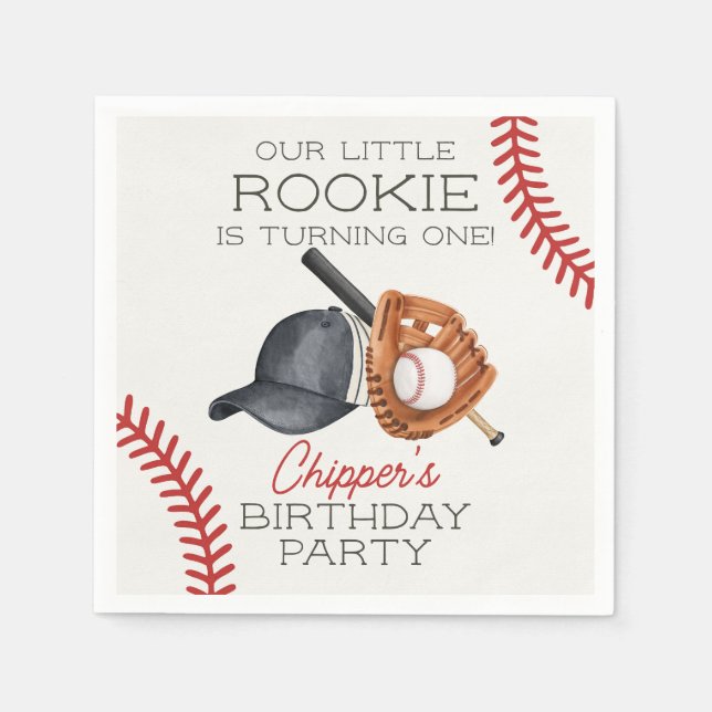 Baseball Little Rookie Zuhause Run Birthday Serviette (Vorderseite)