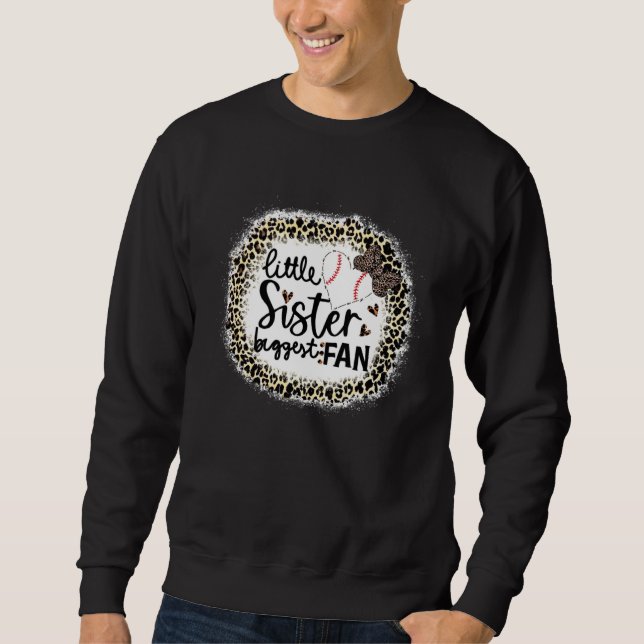 Baseball Little Sister Biggest Fan  Leopard Baseba Sweatshirt (Vorderseite)