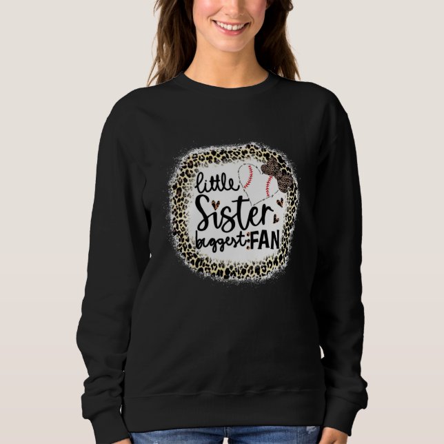 Baseball Little Sister Biggest Fan  Leopard Baseba Sweatshirt (Vorderseite)
