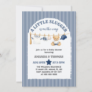 Baseball Little Slugger Bär Junge Baby Shower Einladung