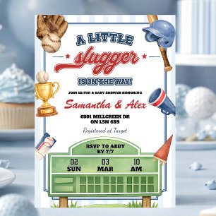 Baseball Little Slugger ist unterwegs Baby Shower Einladung