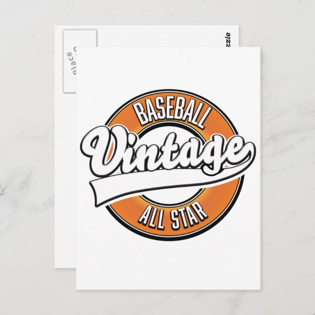 Baseball-Logo im Vintagen Stil. Postkarte (Vorne/Hinten)