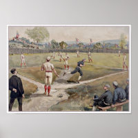 Baseball Louis Prang Antique Print 1887