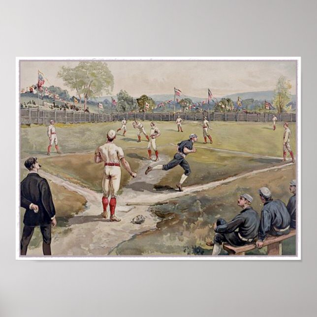 Baseball Louis Prang Antique Print 1887 Poster (Vorne)