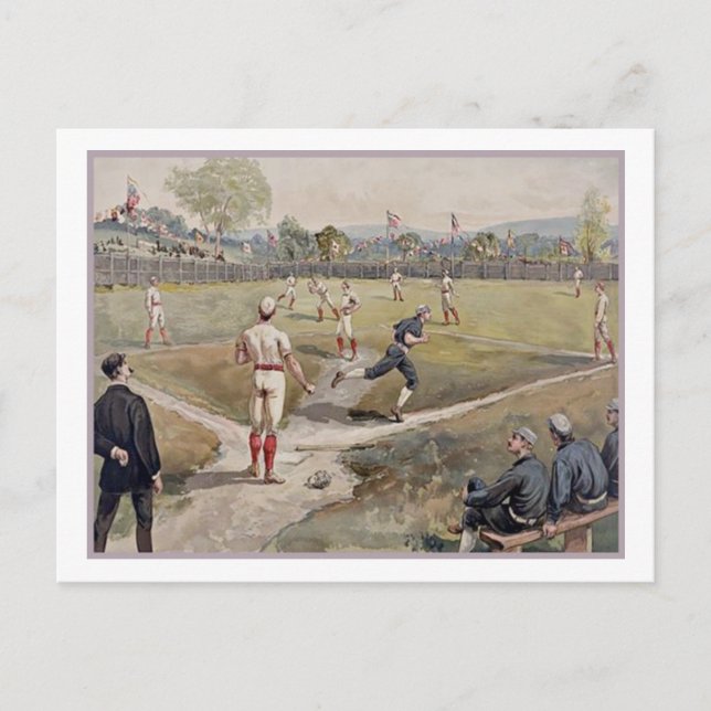 Baseball Louis Prang Antique Print 1887 Postkarte (Vorderseite)
