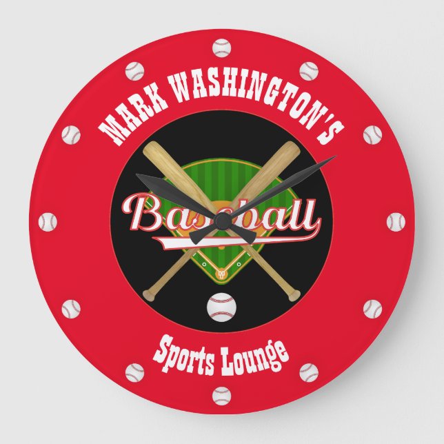 Baseball-Lounge-Wanduhr  Große Wanduhr (Vorderseite)