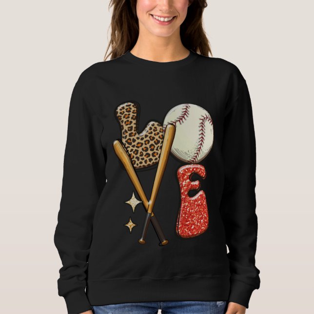 Baseball LOVE Baller Mom Leopard Print Softball Ga Sweatshirt (Vorderseite)
