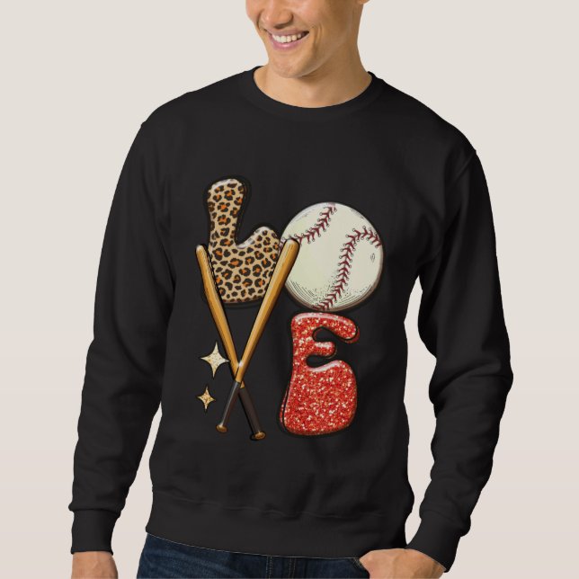 Baseball LOVE Baller Mom Leopard Print Softball Ga Sweatshirt (Vorderseite)