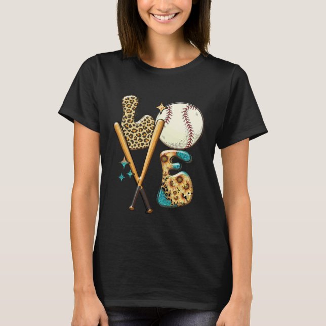 Baseball LOVE Baller Mom Leopard Print Softball Ga T-Shirt (Vorderseite)