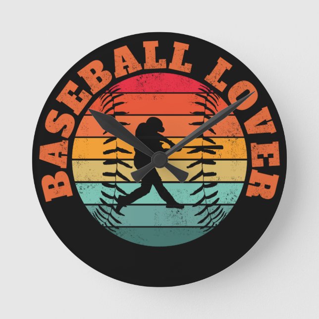 Baseball Lover Runde Wanduhr (Vorderseite)