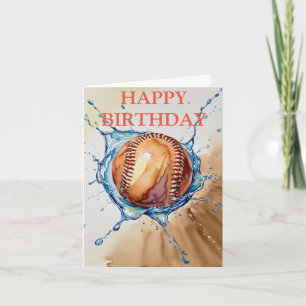 Baseball Lovers Watercolor Splash Geburtstag Karte