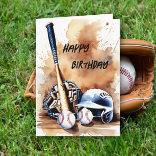 Baseball Lovers Watercolor Splash Geburtstagkarte Karte