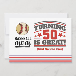 Baseball Mama 50. Geburtstag Save the Date Party Einladung