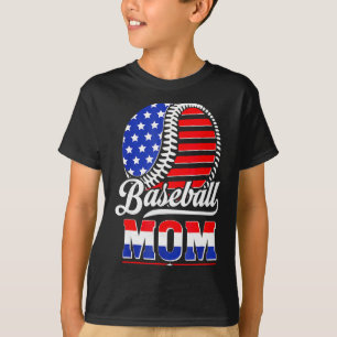 Baseball-Mama Amerikanische Flagge Mutter Kunstwer T-Shirt