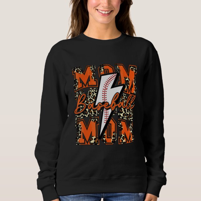 Baseball-Mama-Baseball-Blitz-Leopard-Orange Sweatshirt (Vorderseite)