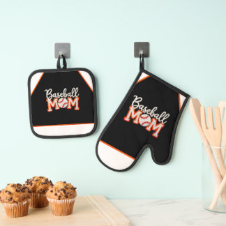 Baseball-Mama „Baseball M❤️M“ Geschenkbox-Design – Ofenhandschuh & Topflappen-Set