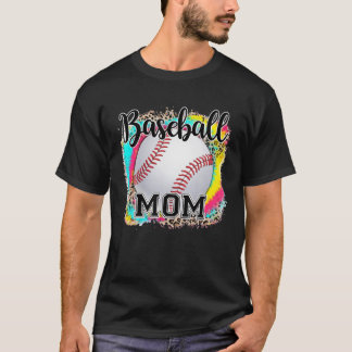 Baseball Mama Baseball Mama Leopard Gefärbte Krawa T-Shirt