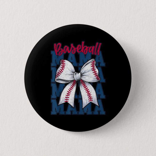 Baseball Mama Coquette Bow Game Day Baseball Mom M Button (Vorderseite)