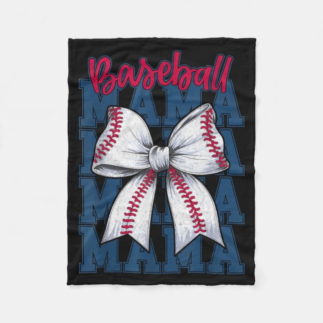 Baseball Mama Coquette Bow Game Day Baseball Mom M Fleecedecke (Vorderseite)