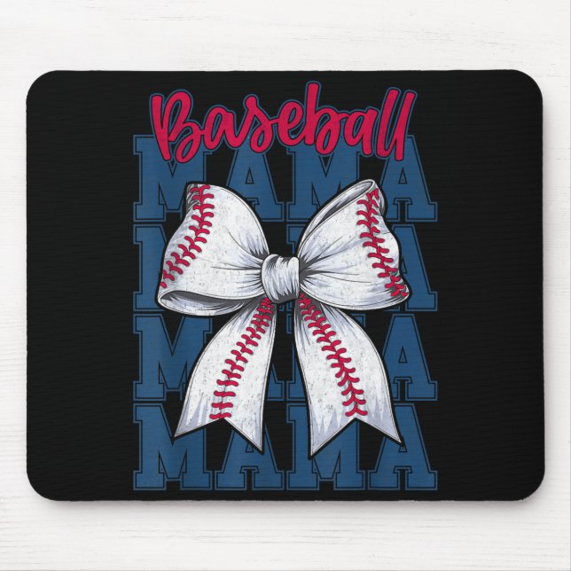 Baseball Mama Coquette Bow Game Day Baseball Mom M Mousepad (Vorne)