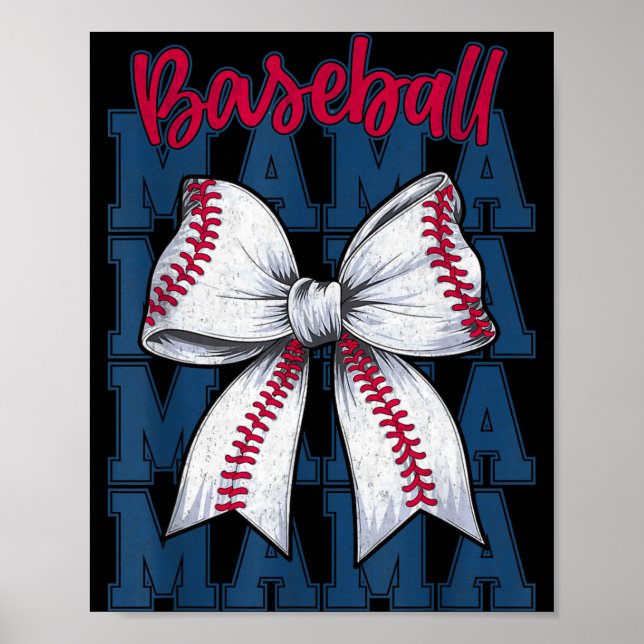 Baseball Mama Coquette Bow Game Day Baseball Mom M Poster (Vorne)