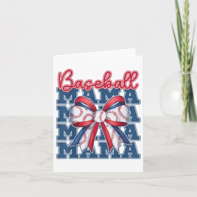 Baseball Mama Coquette Bow Mama Mütter Tag Karte (Vorderseite)