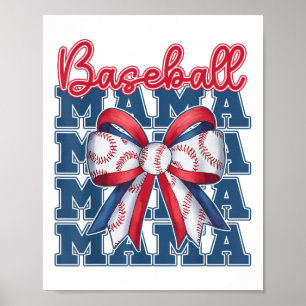 Baseball Mama Coquette Bow Mama Mütter Tag Poster