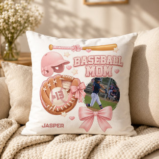 Baseball-Mama Foto Rosa Coquette Sport Kissen