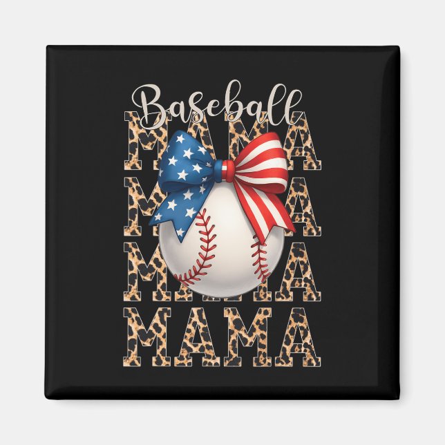 Baseball Mama Game Day Baseball USA 4. Juli Mo Magnet (Vorne)