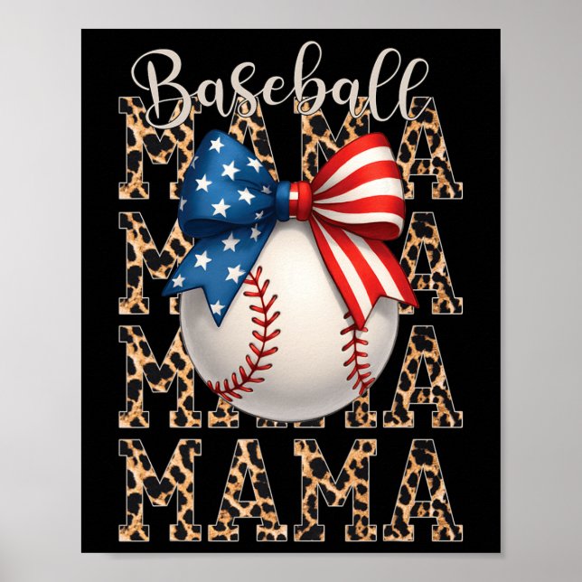 Baseball Mama Game Day Baseball USA 4. Juli Mo Poster (Vorne)