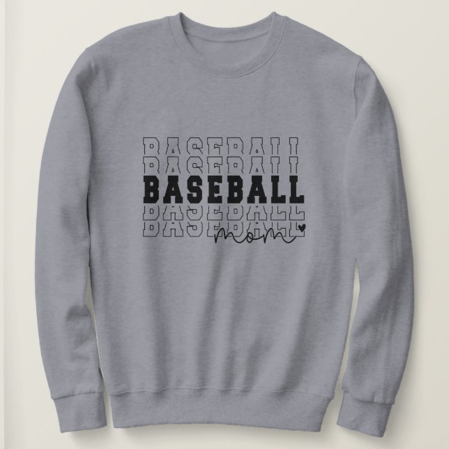 Baseball Mama Grau Personalisiert Sweatshirt (Design vorne)