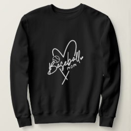 Baseball-Mama Herz Personalisierter Schwarzer Base Sweatshirt