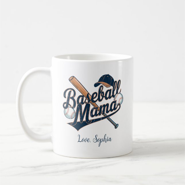 Baseball Mama, Individuelle Name der Mutter Kaffeetasse (Links)