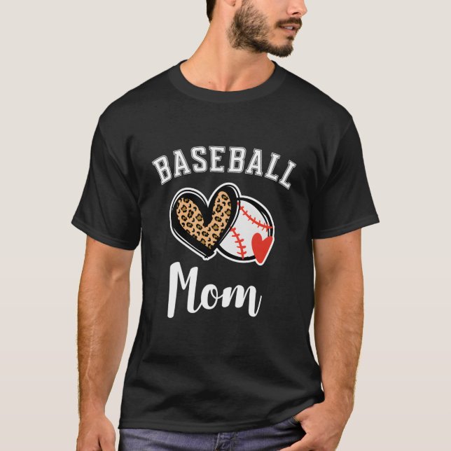 Baseball-Mama Leopard Er T-Shirt (Vorderseite)