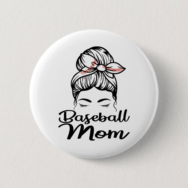 Baseball Mama Leopard Funny Softball Mama Button (Vorderseite)